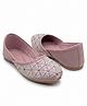 Lil Lollipop Stones Embellished Floral Designed Slip On Mojaris - Mauve