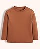 Orange Sugar Cotton Knit Full Sleeves Solid Tee - Brown
