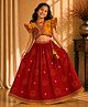 Twisha Woven Half Sleeves Lotus Printed Mirror Work Embellished Lehenga Choli Set -Yellow