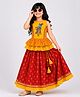 Twisha Cotton Woven Sleeveless Tassels Embellished & Lord Krishna Embroidered Peplum Top & Lehenga Set - Yellow
