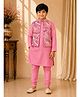 Twisha Woven Full Sleeves Solid Kurta Pajama Set With Ethnic Motifs Printed Jacket - Pink