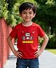 Wear Your Opinion Cotton Knit Half Sleeves Crashed Text & Robot Printed Tee - Red