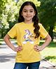 Wear Your Opinion Cotton Knit Half Sleeves Unicorn &  Rainbow Printed Tee - Yellow