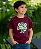 Wear Your Opinion Cotton Knit Half Sleeves Dinosaur Printed Tee - Maroon
