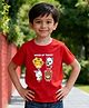 Wear Your Opinion Cotton Knit Half Sleeves Animals Printed Tee - Red