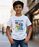 Wear Your Opinion Cotton Knit Half Sleeves Monsters Printed Tee - White