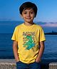 Wear Your Opinion Cotton Knit Half Sleeves Dinosaur & Typography Printed Tee - Yellow