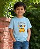 Wear Your Opinion Cotton Knit Half Sleeves Little Tiger Text Printed Tee - Ice Blue