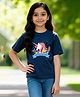 Wear Your Opinion Cotton Knit Half Sleeves Unicorn Printed Tee - Navy Blue