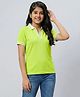 Wear Your Opinion Cotton Knit Half Sleeves Solid Polo Tee - Lime Punch