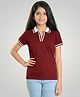 Wear Your Opinion Cotton Knit Half Sleeves Solid Polo Tee - Maroon
