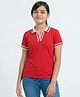 Wear Your Opinion Cotton Knit Half Sleeves Solid Polo Tee - Red