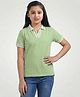 Wear Your Opinion Cotton Knit Half Sleeves Solid Polo Tee - Green