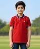 Wear Your Opinion Cotton Knit Half Sleeves Solid Polo Tee - Red