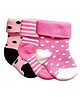 NEXT2SKIN Cotton Pack Of 3 Striped & Polka Dots Printed Socks - Light Pink & Hot Pink