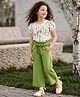 OLLINGTON ST. Woven Half Sleeves Floral Printed Top & Pant Set - White & Olive Green