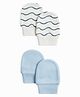 Mothercare 100% Cotton Knit Solid Mittens Pack Of 2 - Blue White