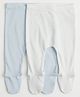 Mothercare 100% Cotton Knit Skinny Fit Footed Leggings in Light Blue Pack of 2