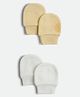 Mothercare 100% Cotton Knit Solid Mittens With Sun Print Pack of 2 - Beige Grey