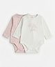 Mothercare 100% Cotton Woven Knit Full Sleeves Floral Printed Onesies Pack of 2 - White & Pink