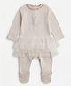 Mothercare 100% Cotton My First Whites Full Sleeves Sleep Suit with Frill Details - Light Pink