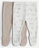 Mothercare 100% Cotton Knit Full Length Leggings With Birds Print Pack of 2 - White & Light Brown