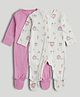 Mothercare Cotton Knit Full Sleeves Sleepsuit With Kite Print Pack Of 2 - Multi - Pink White
