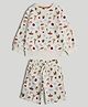 Mothercare Cotton Blend Knit Woven Full Sleeves Mini Home Grown Printed Winter Wear Co-Ords Set - Cream
