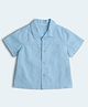 Mothercare Cotton Linen Woven Solid Shirt with Half Sleeves in Sky Blue