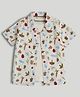 Mothercare Cotton Woven Shirt and T-Shirt with Half Sleeves and Tropical Theme Print in Off White