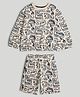Mothercare Cotton Mix Knit Woven Full Sleeves Printed Winter Wear Co-Ords Set - Cream