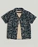 Mothercare 100% Cotton Woven Shirt and T-Shirt with Half Sleeves and Dinosaur Print in Navy Blue