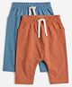 Mothercare 100% Cotton Knit Full Length Solid Jogger Pack Of 2 - Orange Blue