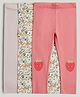 Mothercare Cotton Mix Knit Full Length Leggings with Floral & Strawberry Fields Print in Pink & White Pack of 3
