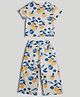 Mothercare Cotton Knit Woven Half Sleeves Top & Pant Set with Fruit & Floral Print - Off-White