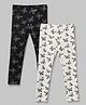 Mothercare Cotton Knit Full Length Leggings With Butterfly Print Pack of 2 - Black White