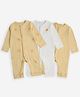 Mothercare 100% Cotton Elastane Knit Full Sleeves Sleep Suit with Solid & Sun Print Pack Of 3 - Yellow, White, Light Yellow