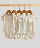 Mothercare 100% Cotton Woven Knit Half Sleeves Onesies With Animal Print Pack of 5 - Cream