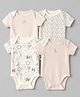 Mothercare 100% Cotton Woven Knit Half Sleeves Onesies With Animal Print Pack of 5 - Cream