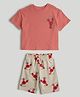 Mothercare Cotton Mix Knit Woven Half Sleeves T-Shirt and Shorts Set With Crab Print - Dark Orange