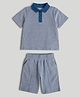 Mothercare 100% Cotton Woven Polo T-Shirt and Short with Half Sleeves - Dark Blue