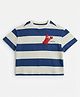 Mothercare Cotton Woven T-Shirt with Half Sleeves and Lobster Applique and Striped Print in Multi Color for 2-3 Years