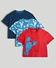 Mothercare 100% Cotton Woven Half Sleeves Round Neck T-Shirts with Lobster Print Pack of 3 - Red, Blue & Navy