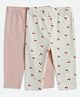 Mothercare Cotton Knit Full Length Leggings with Cherry Print in Pink & Beige Pack of 2