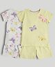 Mothercare 100% Cotton Knit Half Sleeves T-Shirts and Shorts with Butterfly Applique & Print Set of 2 - Yellow & White