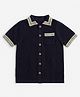 Mothercare 100% Cotton Woven Pointelle Knit Shirt with Half Sleeves in Navy Blue for 4-5 Years