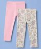 Mothercare Cotton Knit Full Length Leggings with Floral Pack of 2 - Pink