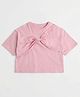 Mothercare 100% Cotton Woven T-Shirts with Half Sleeves and Bow Applique - Light Pink