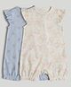 Mothercare 100% Cotton Woven Half Sleeves Heart & Butterfly Printed Rompers Pack of 2 - White & Light Blue