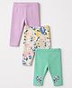 Mothercare Cotton Elastane Knit Ankle Length Leggings with Butterfly Print Pack of 3 - Lavender Mint Off White